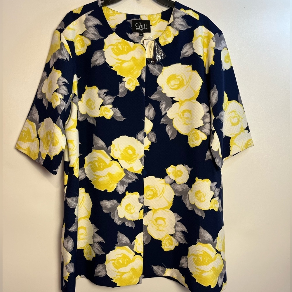 Luii Blue Yellow Floral Jacket NWT